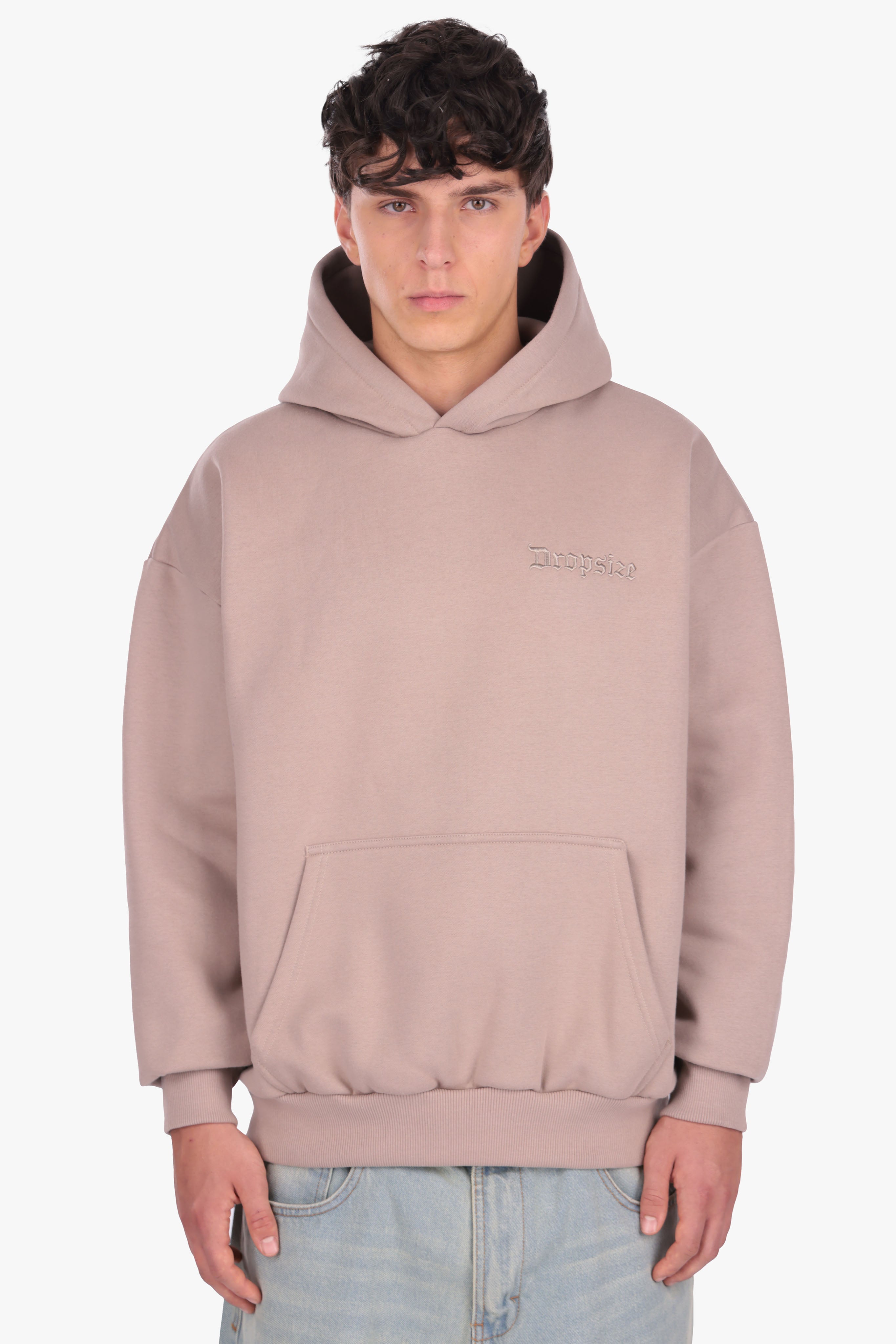 HEAVY OVERSIZE EMBO HOODIE SIMPLY TAUPE
