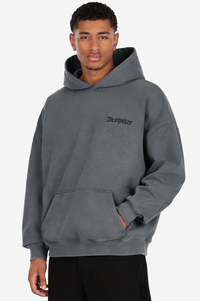 HEAVY OVERSIZE WASHED GREY EMBO HOODIE