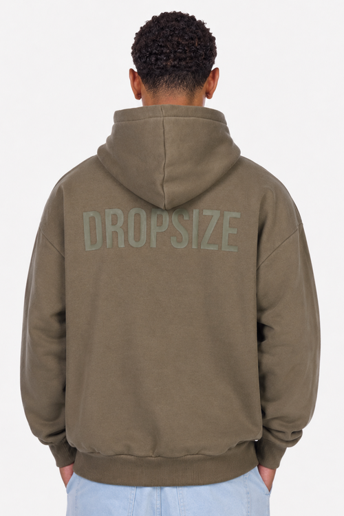 HEAVY OVERSIZE HD PRINT HOODIE OLIVE