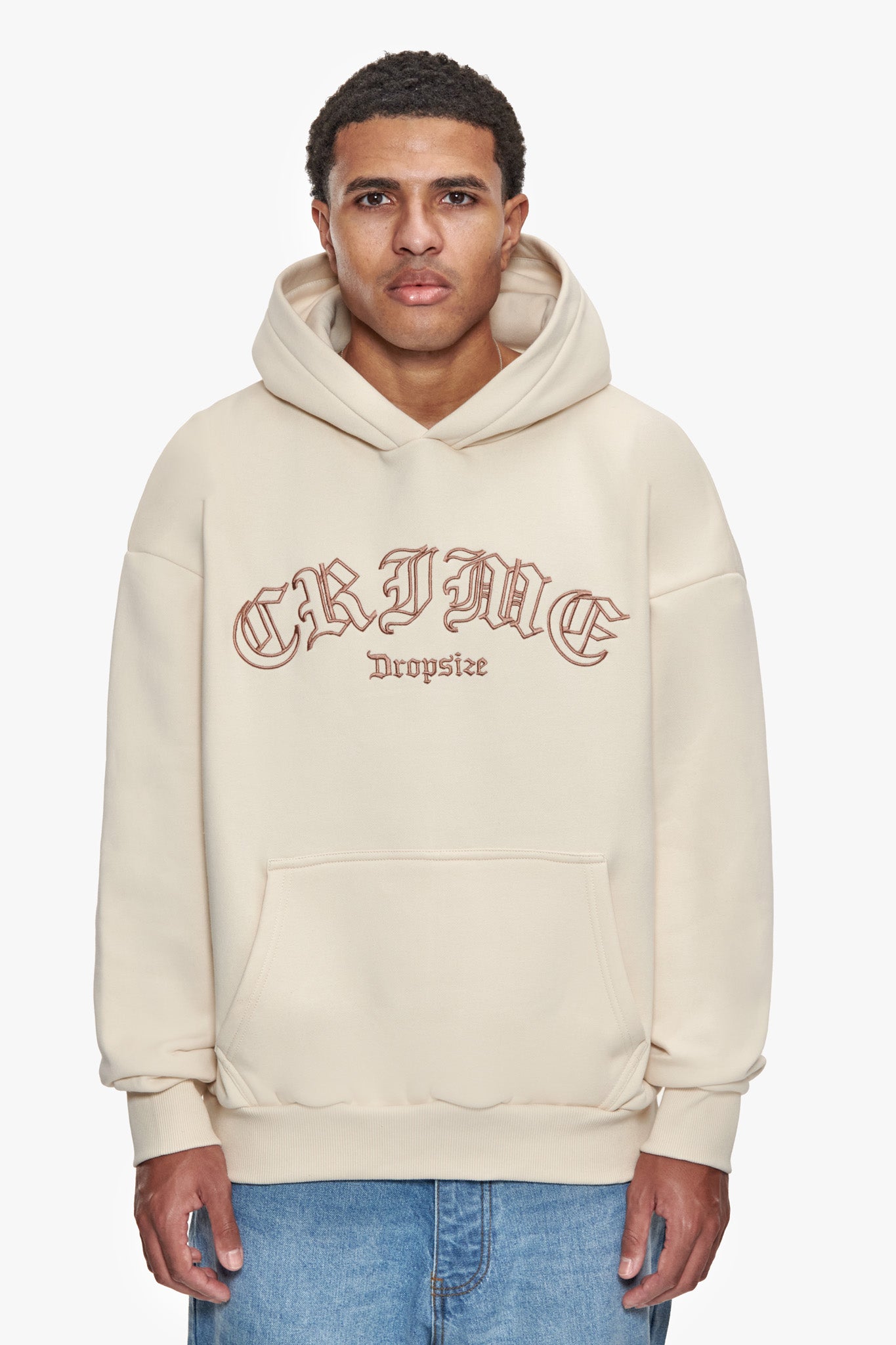 HEAVY OVERSIZE CRIME OUTLINE HOODIE COCONUT MILK
