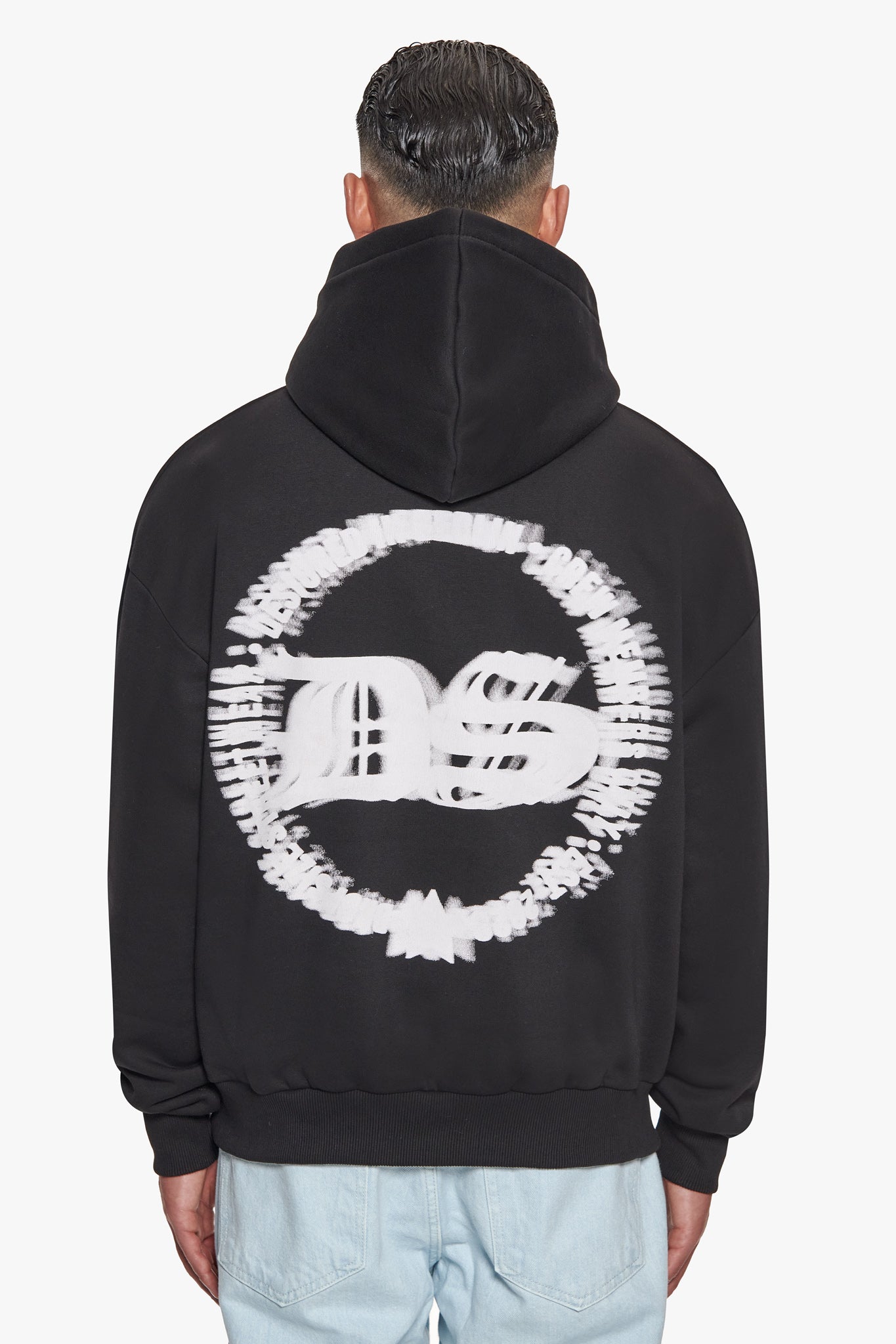 HEAVY OVERSIZE BLURRED LOGO HOODIE BLACK