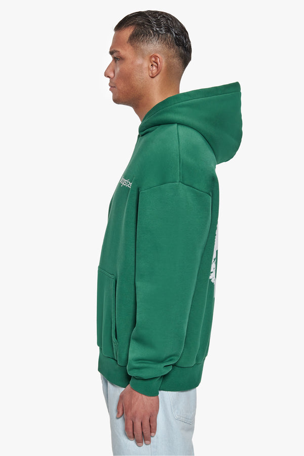 HEAVY OVERSIZE BLURRED LOGO HOODIE WASHED GREEN