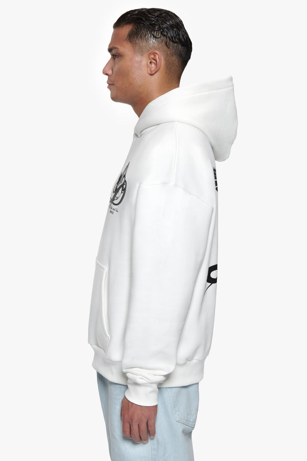 HEAVY OVERZIZE FLY HIGH HOODIE WASHED WHITE