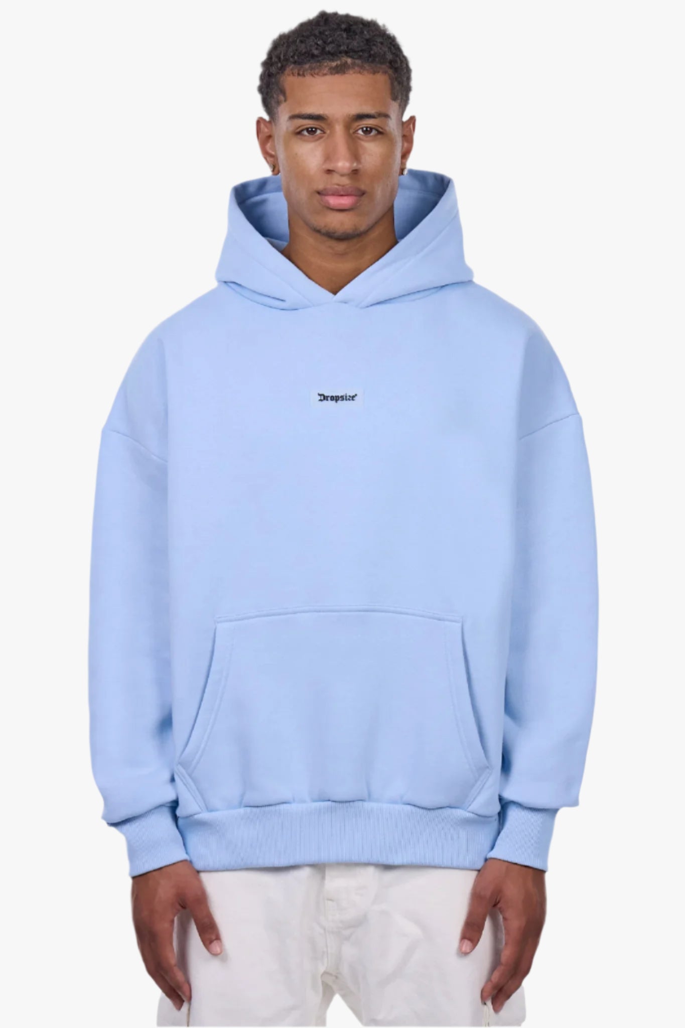 HEAVY OVERSIZE MIDDLE RUBBER PATCH HOODIE BABY BLUE