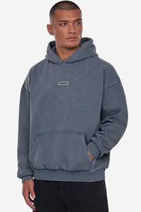 HEAVY OVERSIZE MIDDLE RUBBER PATCH HOODIE WASHED GREY