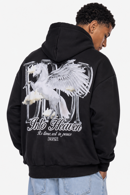 HEAVY OVERSIZE PEGASUS HOODIE BLACK