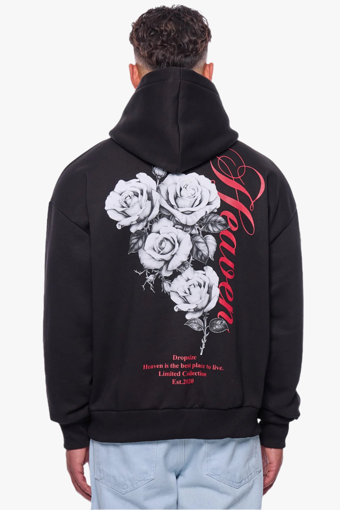 HEAVY OVERSIZE HEAVEN ROSES HOODIE BLACK
