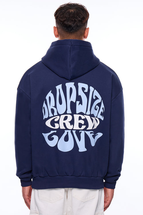 HEAVY OVERSIZE CREW LOVE HOODIE BLACK IRIS