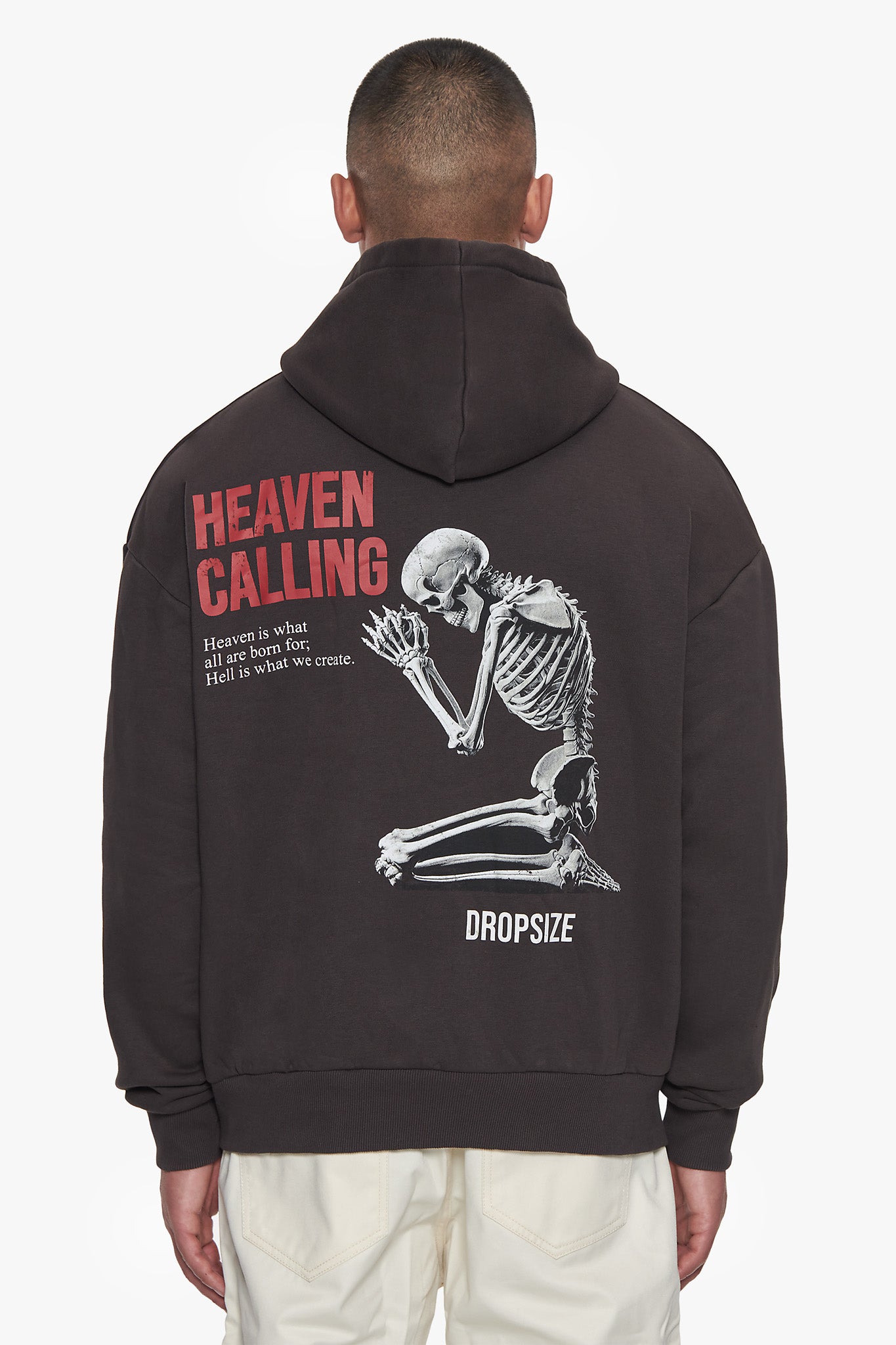 HEAVY OVERSIZE HEAVEN CALLING HOODIE WASHED BLACK