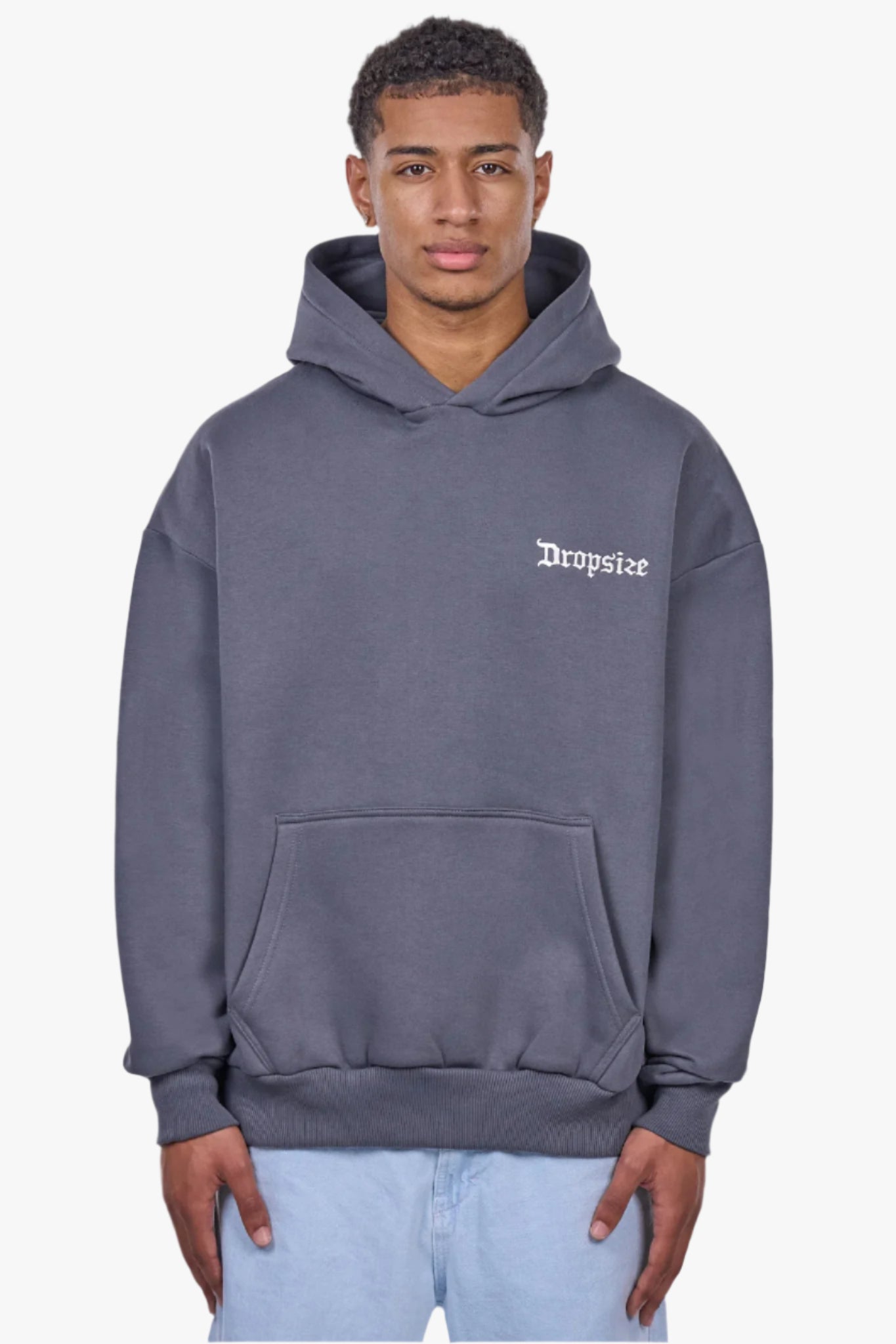 HEAVY OVERSIZE EMBO HOODIE IRON GREY