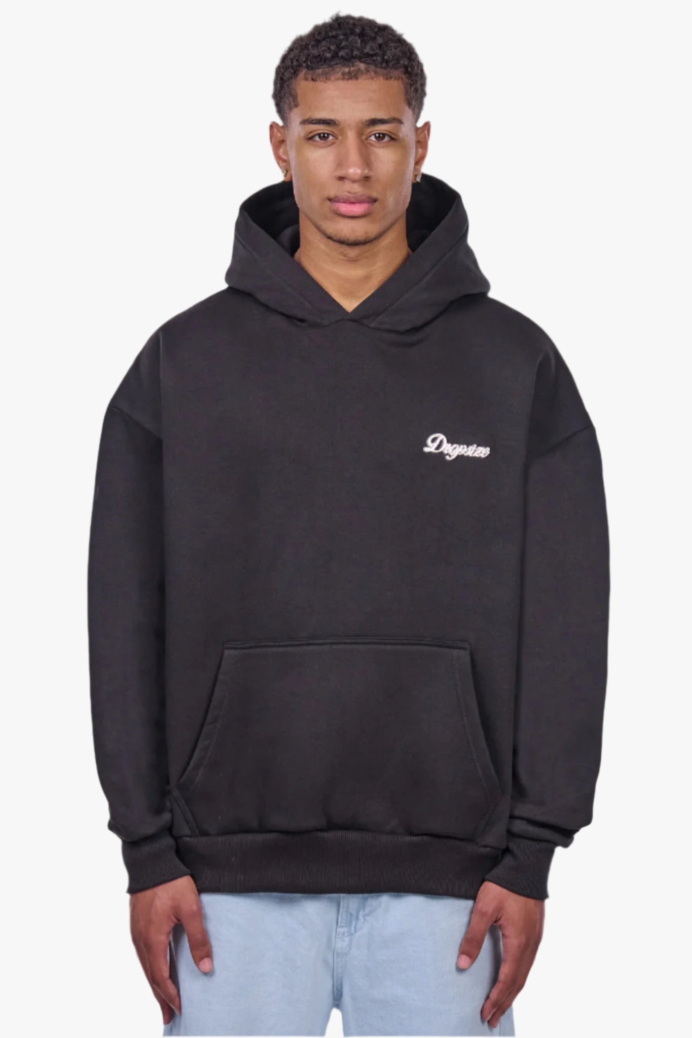 HEAVY OVERSIZE SCRIPT LOGO HOODIE BLACK
