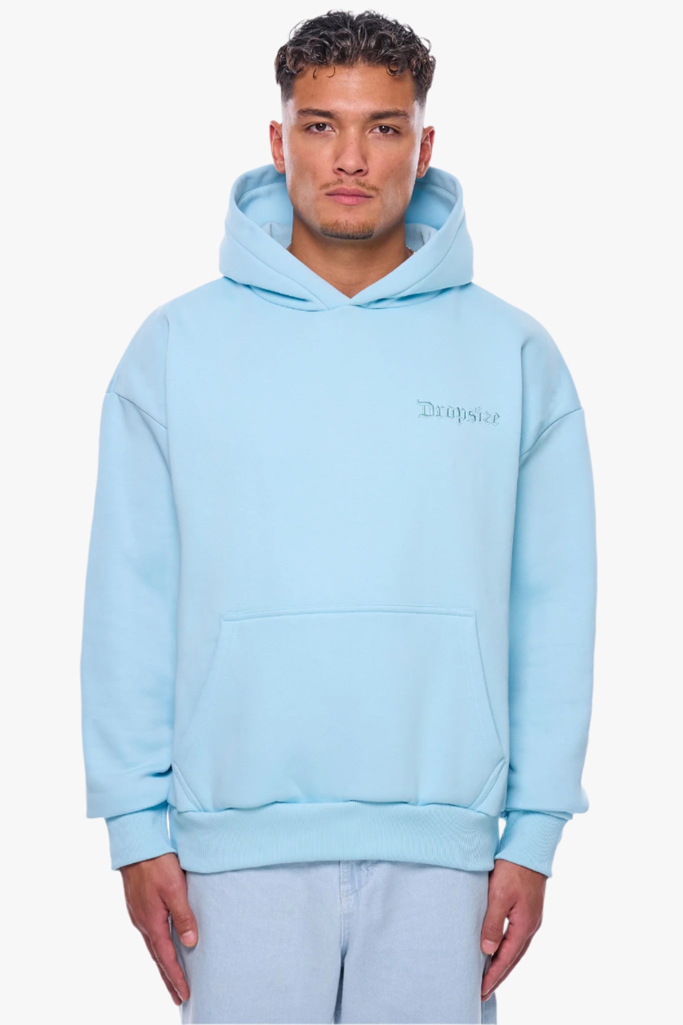 HEAVY OVERSIZE EMBO HOODIE BLUE GLOW