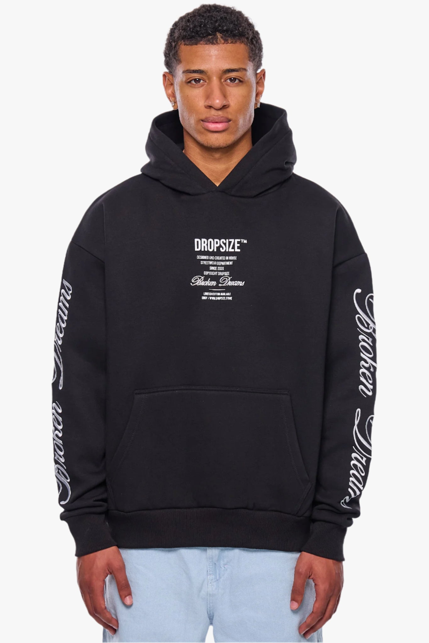 HEAVY OVERSIZE BROKEN DREAMS SLEEVE HOODIE BLACK