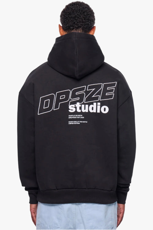 HEAVY OVERSIZE DPSZE HUSTLE HOODIE BLACK