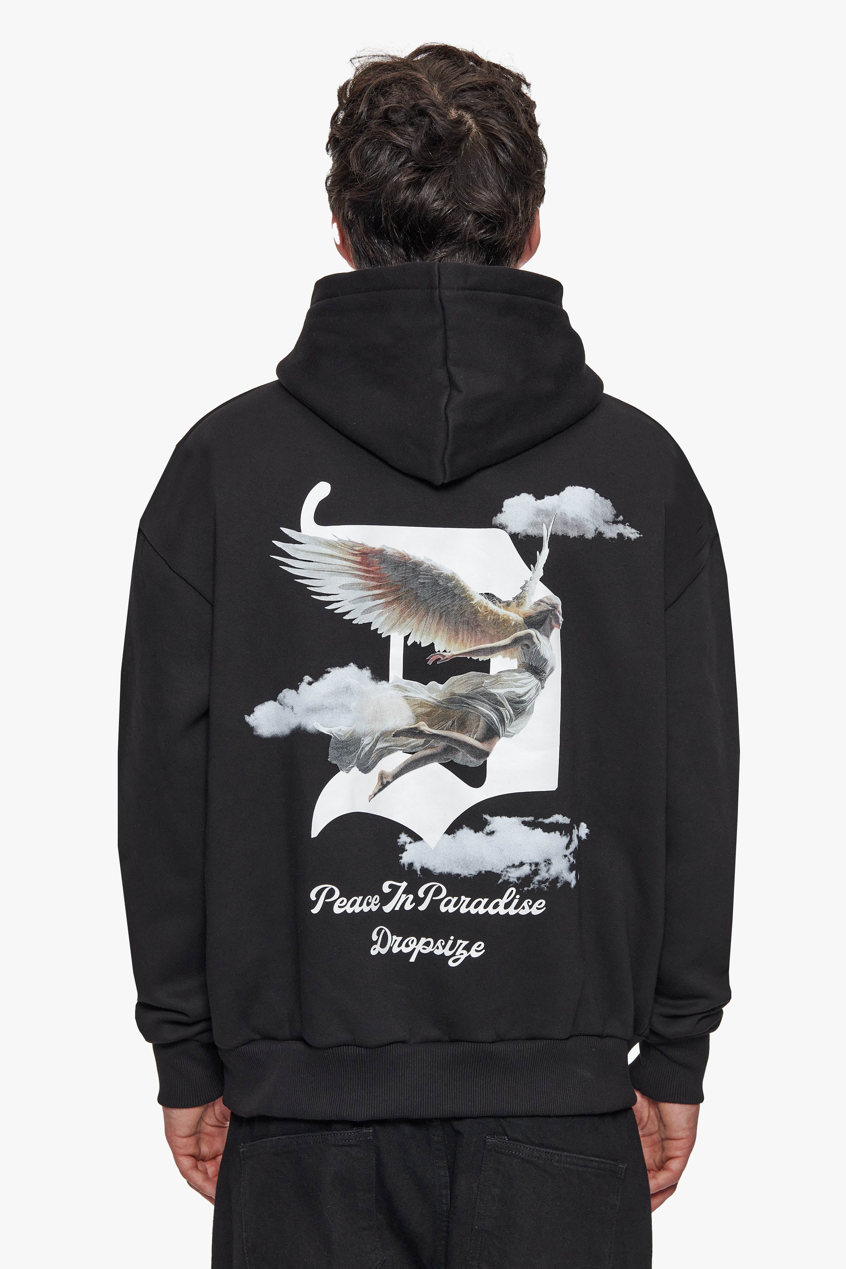HEAVY OVERSIZE FLYING ANGEL HOODIE BLACK