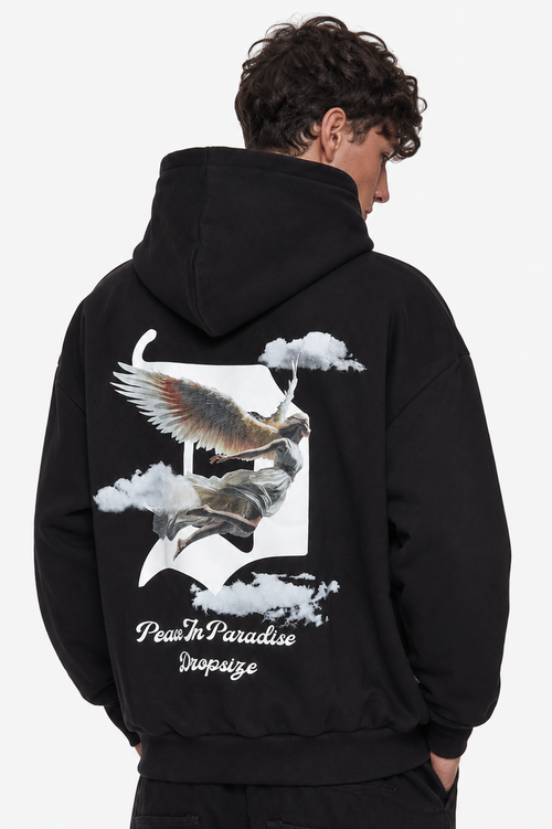 HEAVY OVERSIZE FLYING ANGEL HOODIE BLACK