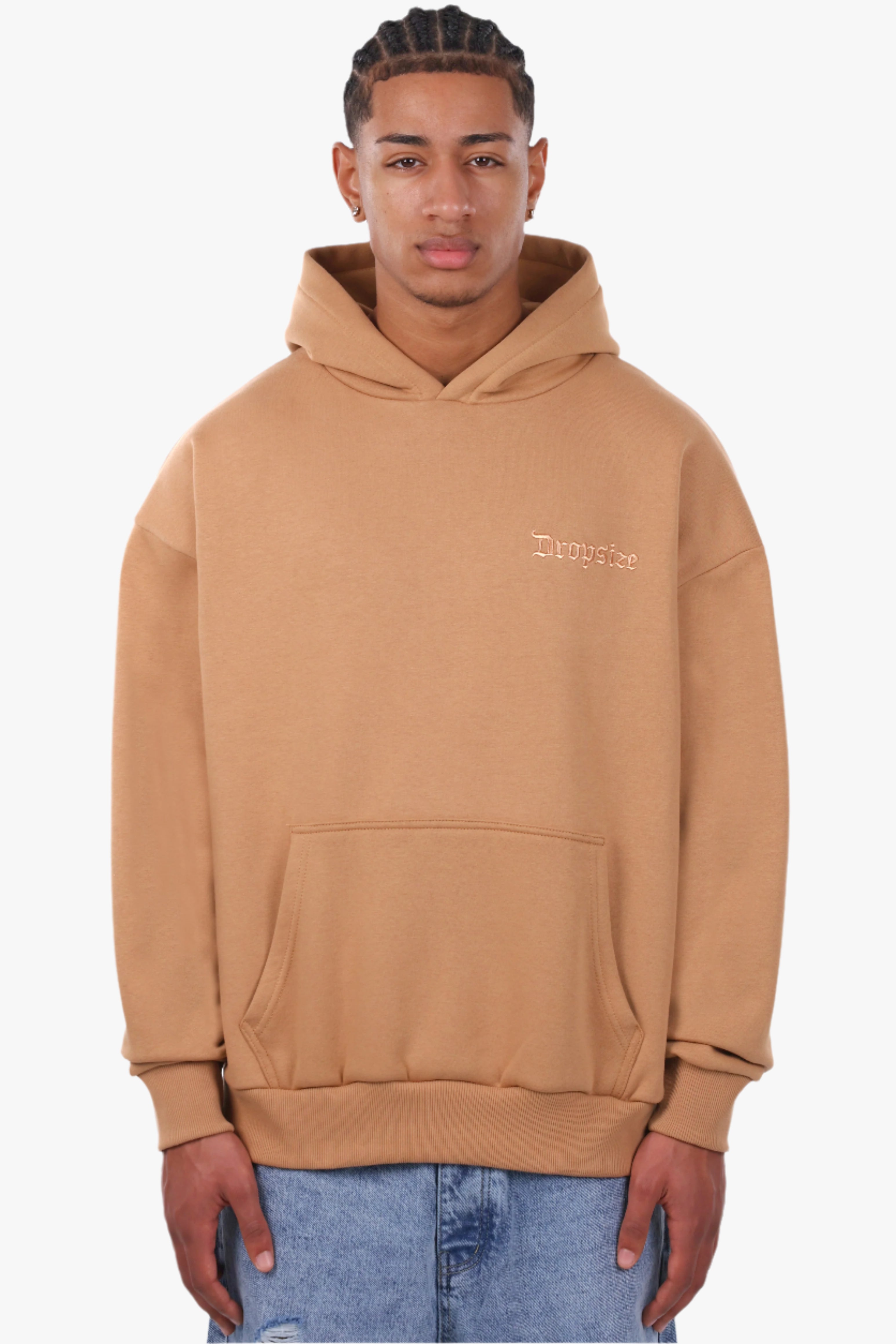 HEAVY OVERSIZE EMBO HOODIE BEIGE