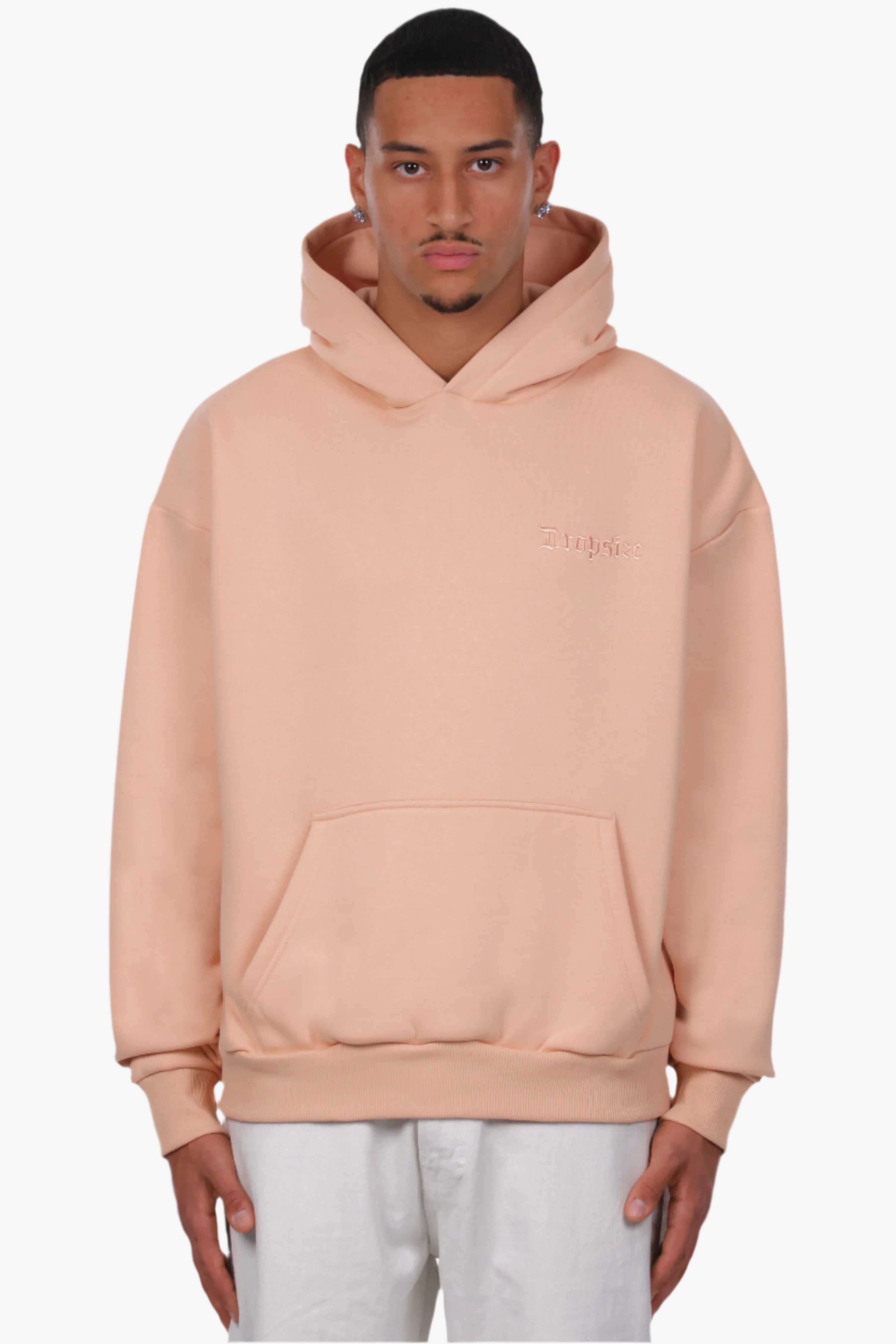 HEAVY OVERSIZE EMBO HOODIE PEACH