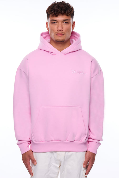 HEAVY OVERSIZE EMBO HOODIE PINK
