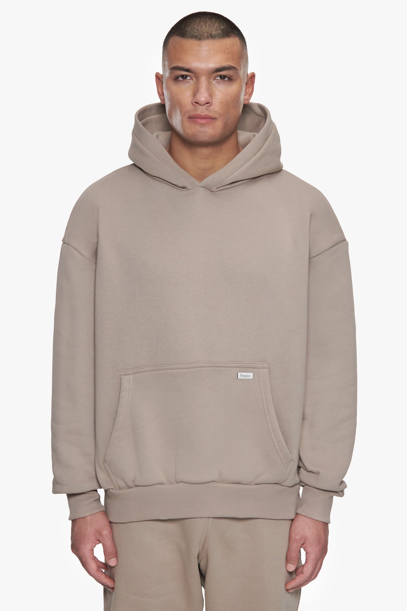 OVERSIZE METAL PATCH HOODIE SIMPLY TAUPE