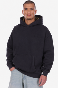 HEAVY OVERSIZE EMBO HOODIE ACID WASHED BLACK/GREEN