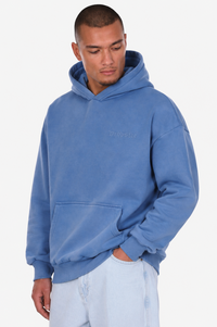 HEAVY OVERSIZE EMBO HOODIE BLUE