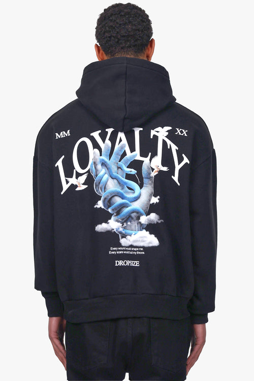 HEAVY OVERSIZE SNAKE HAND HOODIE BLACK