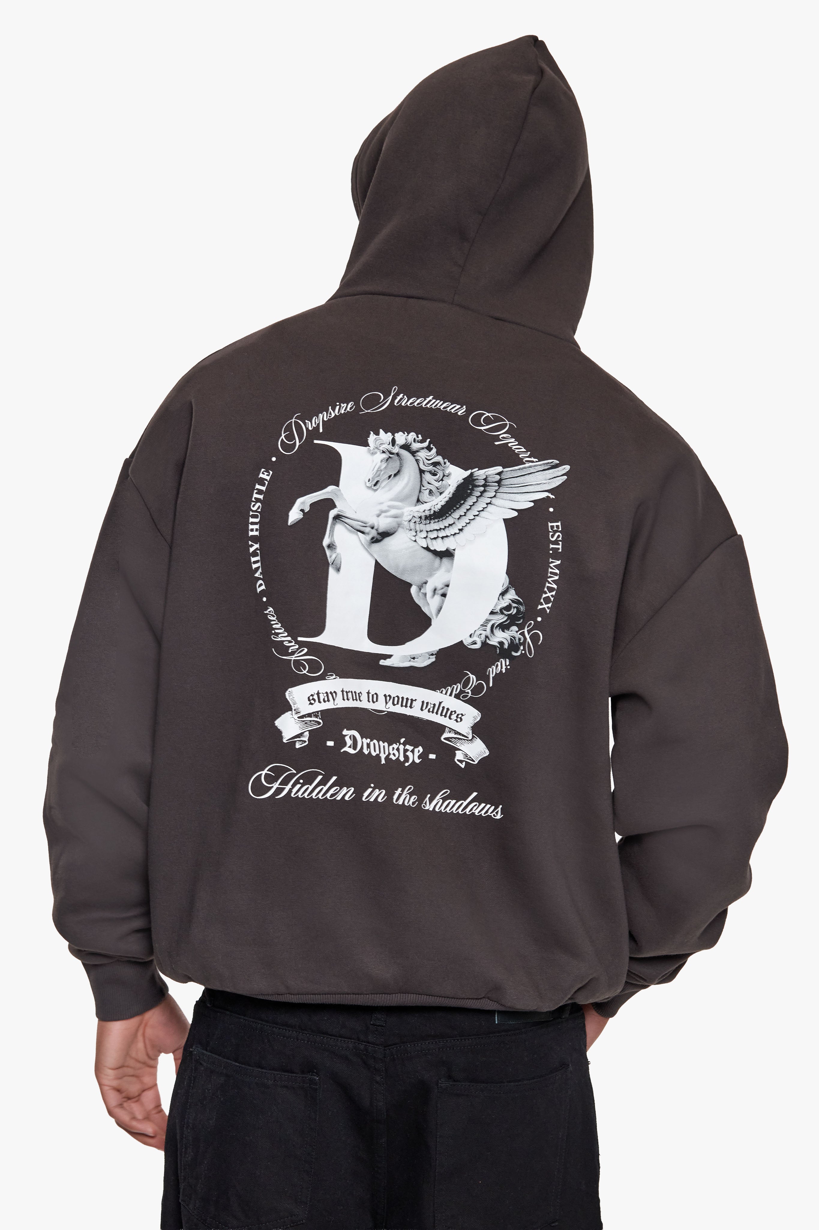 HEAVY OVERSIZE PEGASUS HOODIE WASHED BLACK