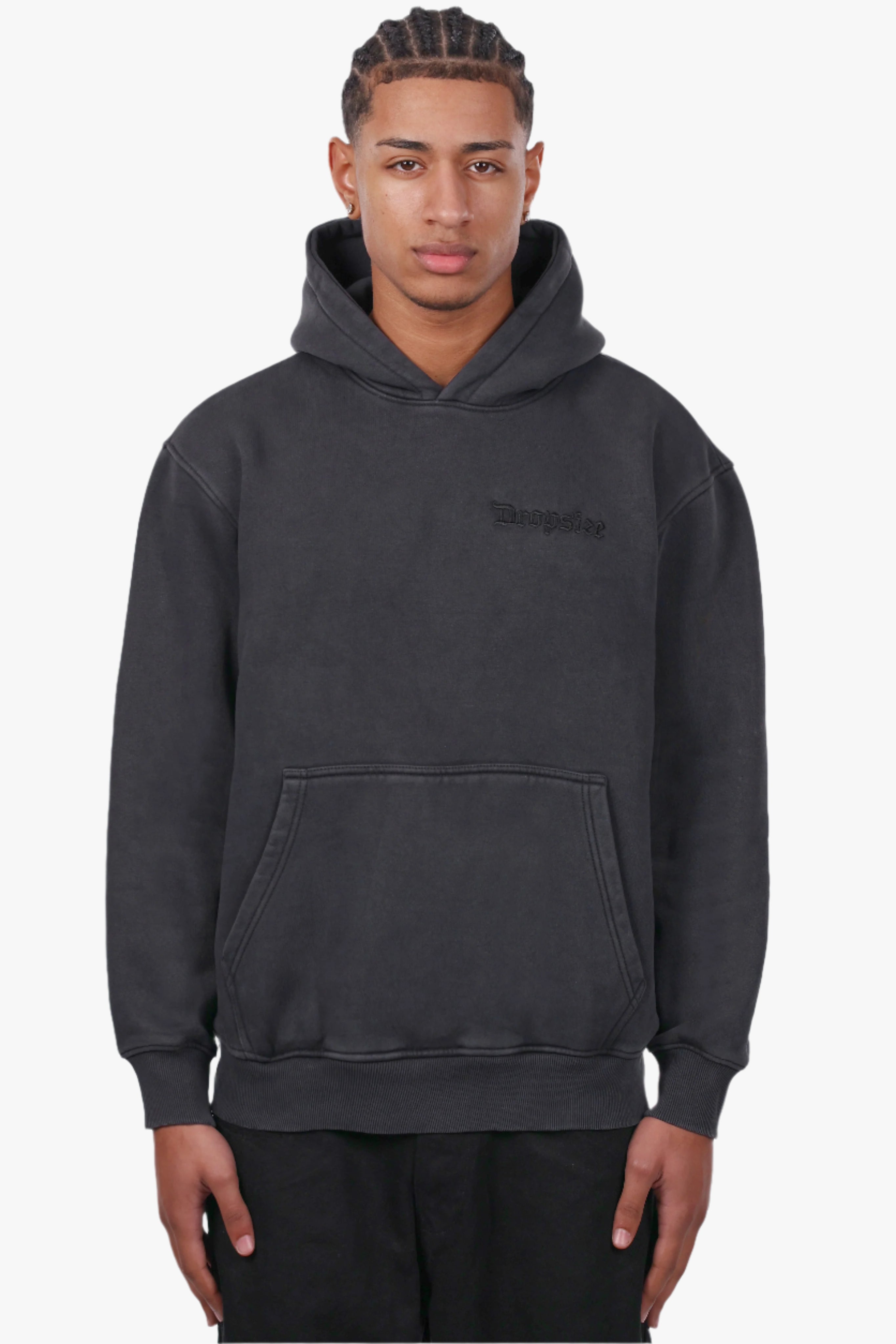 REGULAR FIT HOODIE ACID BLACK