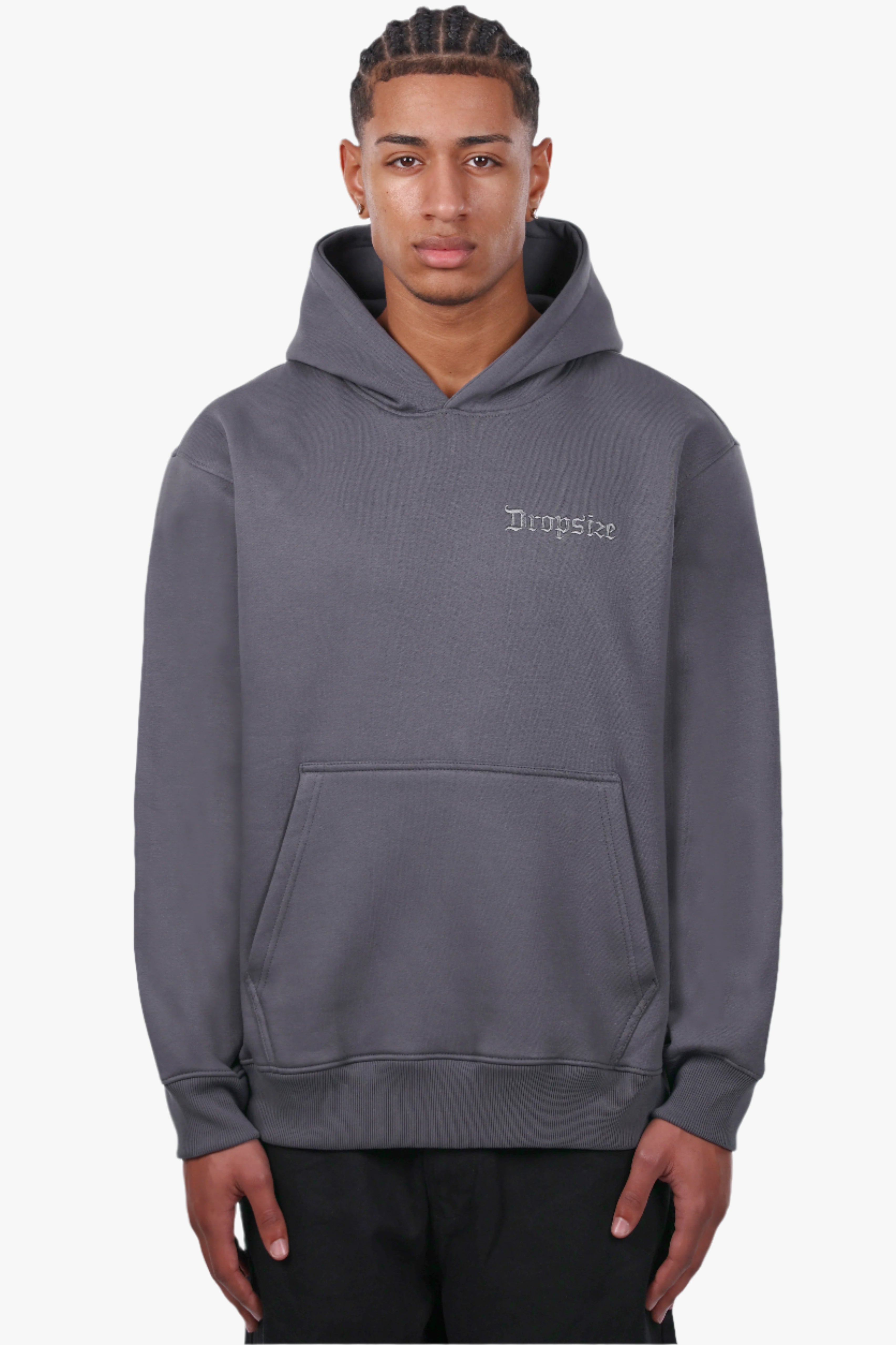 REGULAR FIT HOODIE STEEL GREY