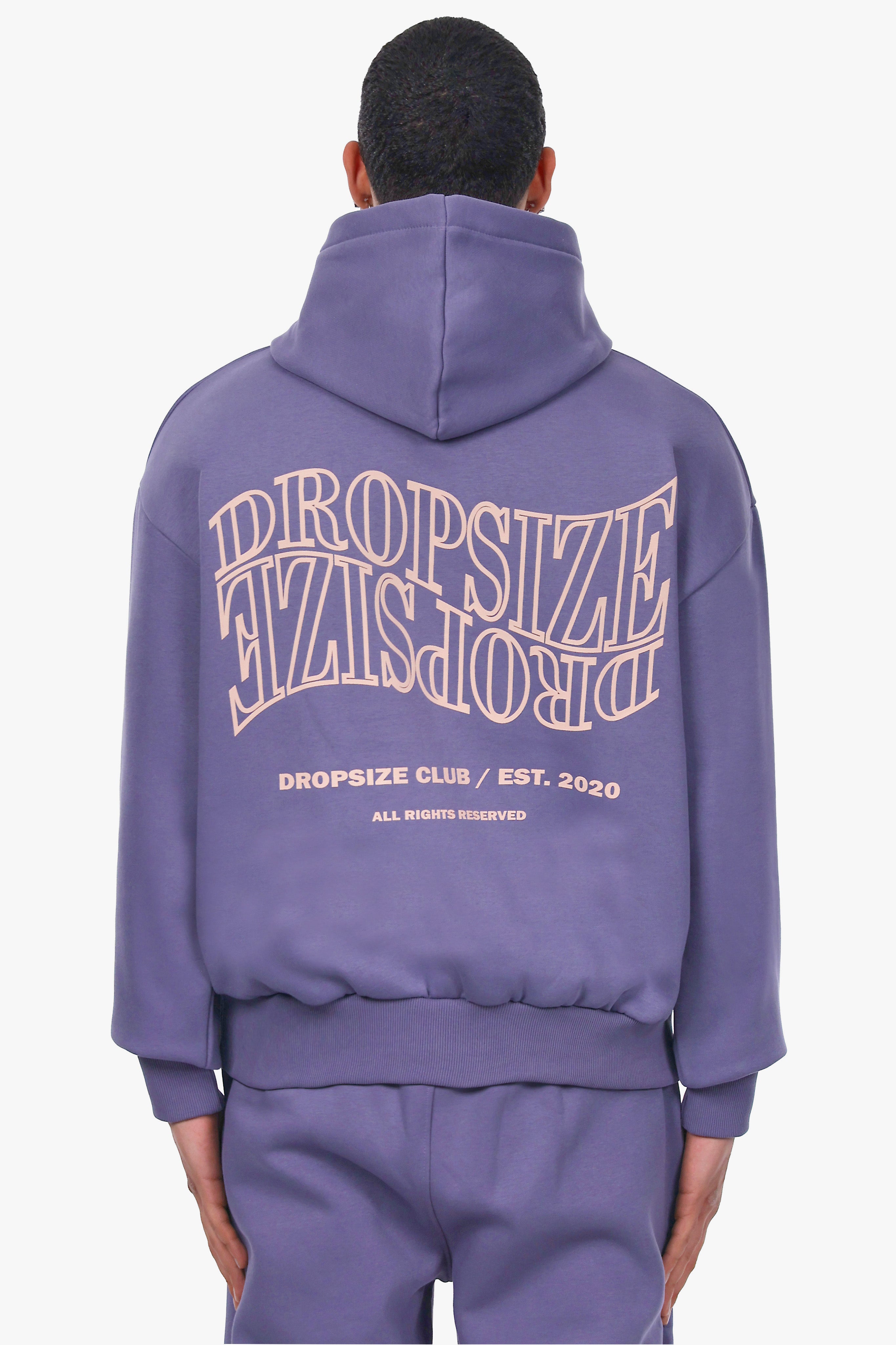 HEAVY OVERSIZE MIRRORED LOGO HOODIE BLUE GRANITE