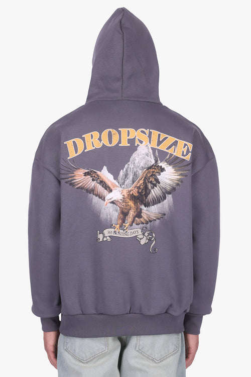 HEAVY OVERSIZE EAGLE HOODIE STEEL GREY
