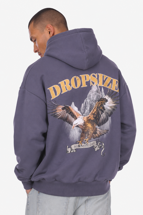 HEAVY OVERSIZE EAGLE HOODIE STEEL GREY
