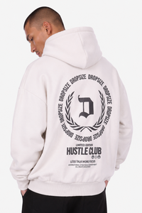 HEAVY OVERSIZE HUSTLE CLUB HOODIE LIGHT GREY