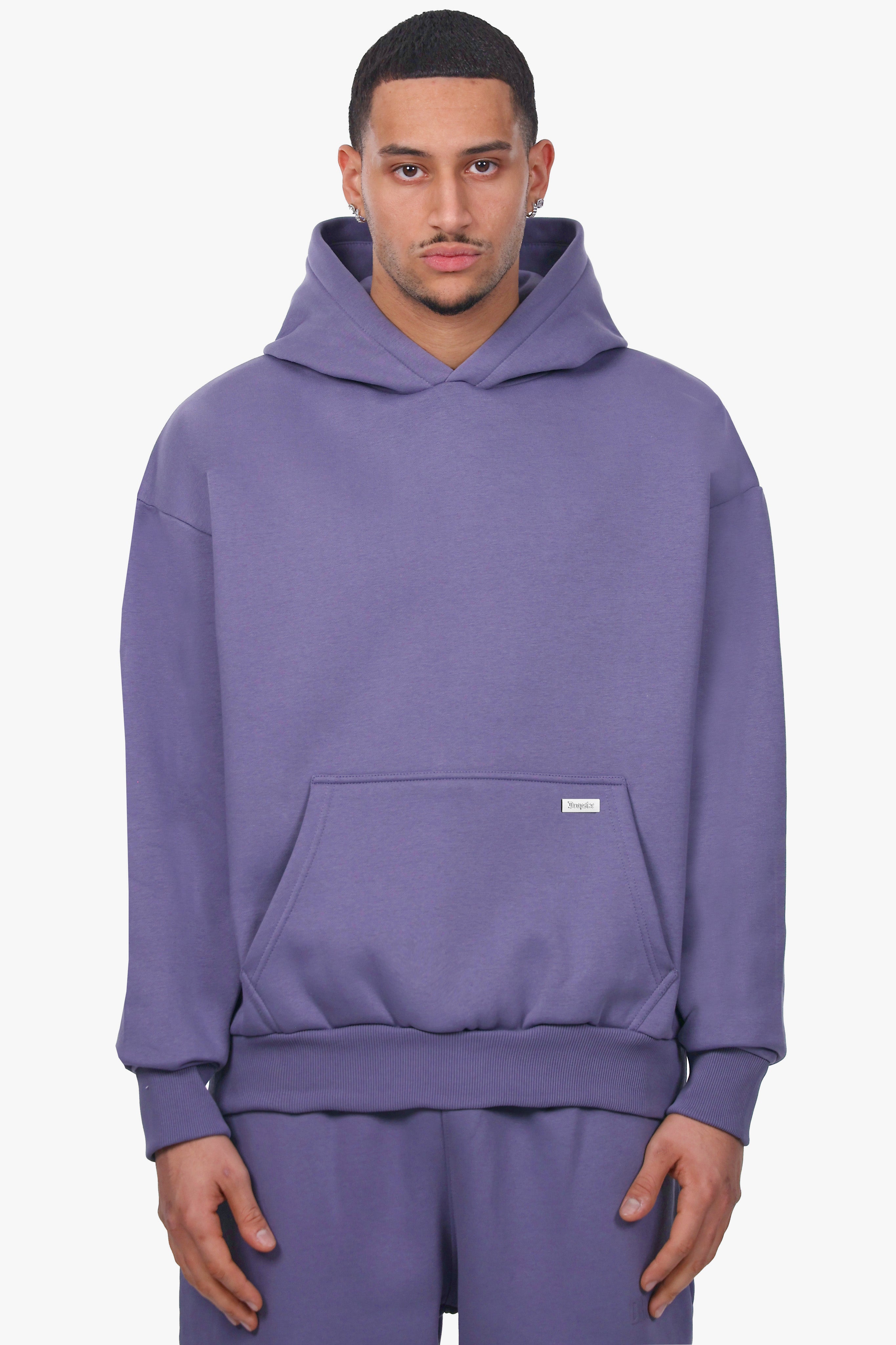 OVERSIZE METAL PATCH HOODIE BLUE GRANITE