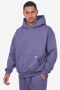 OVERSIZE METAL PATCH HOODIE BLUE GRANITE