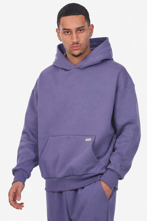 OVERSIZE METAL PATCH HOODIE BLUE GRANITE