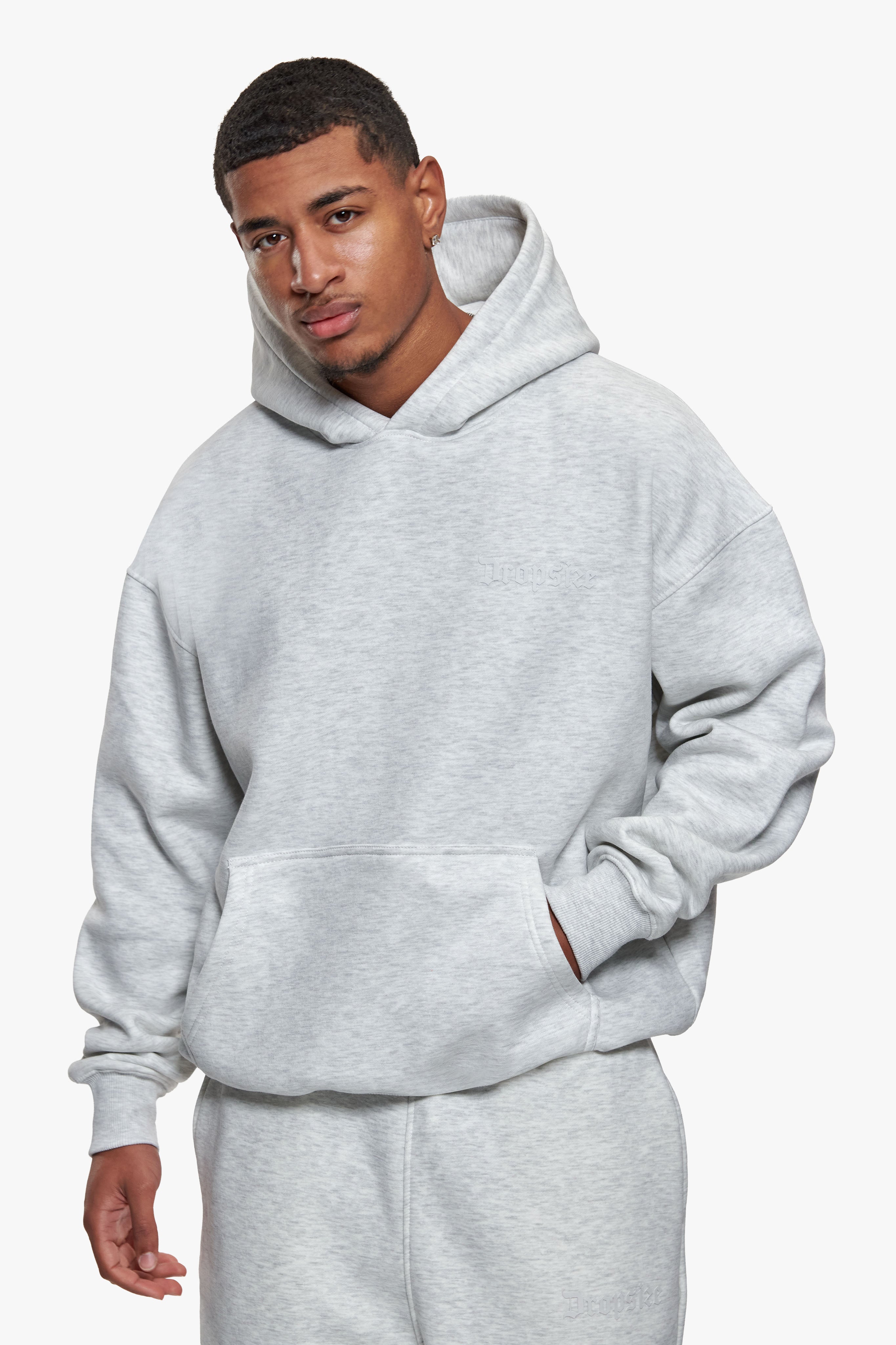 HEAVY OVERSIZE HD LOGO HOODIE GREY MELANGE