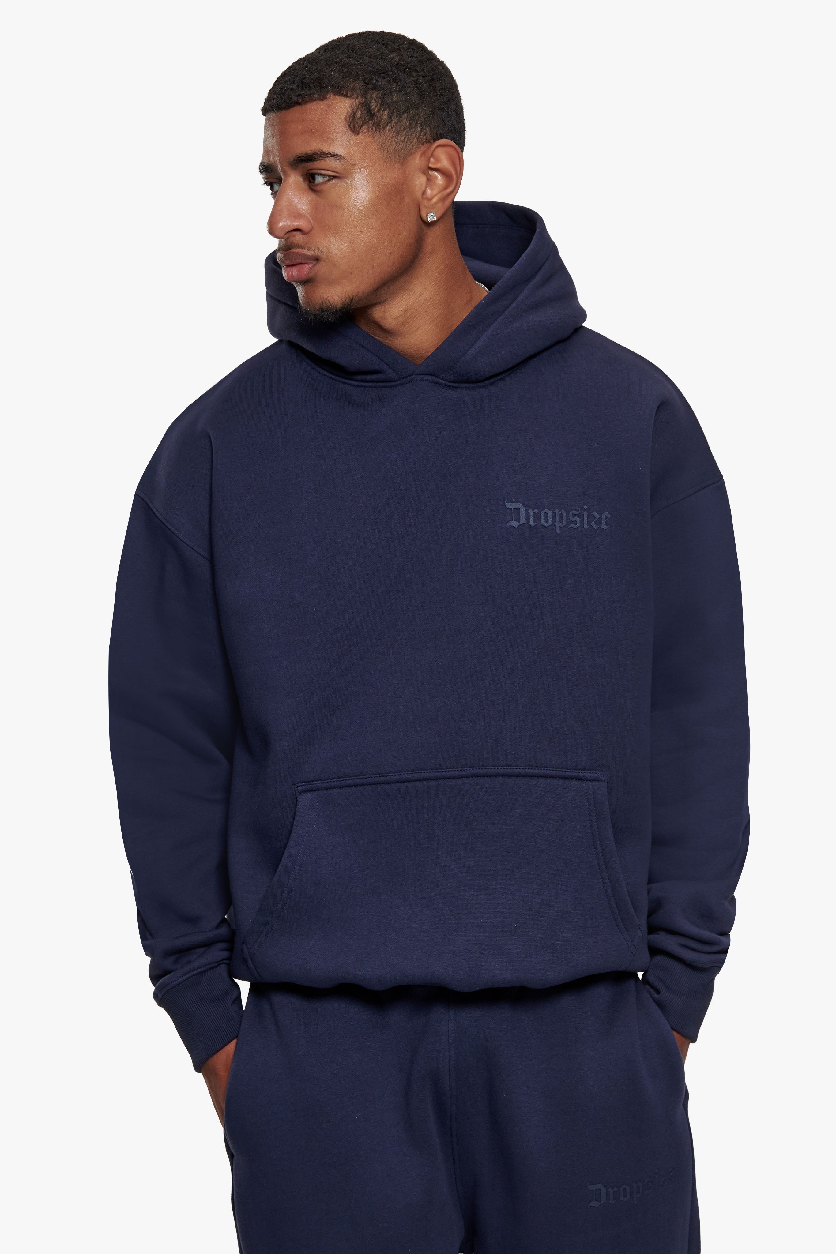 HEAVY OVERSIZE HD LOGO HOODIE SPACE BLUE