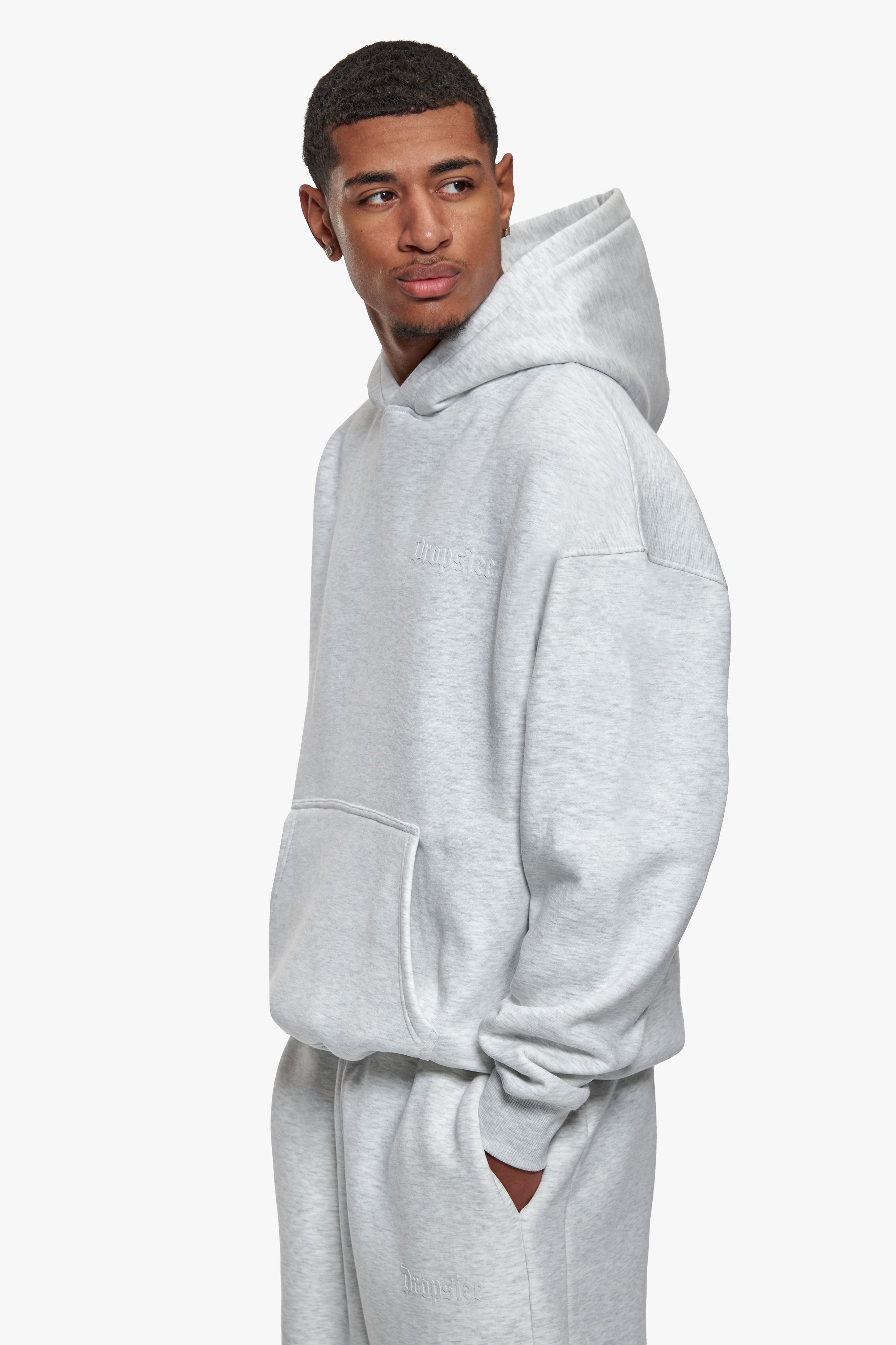 HEAVY OVERSIZE HD LOGO HOODIE GREY MELANGE