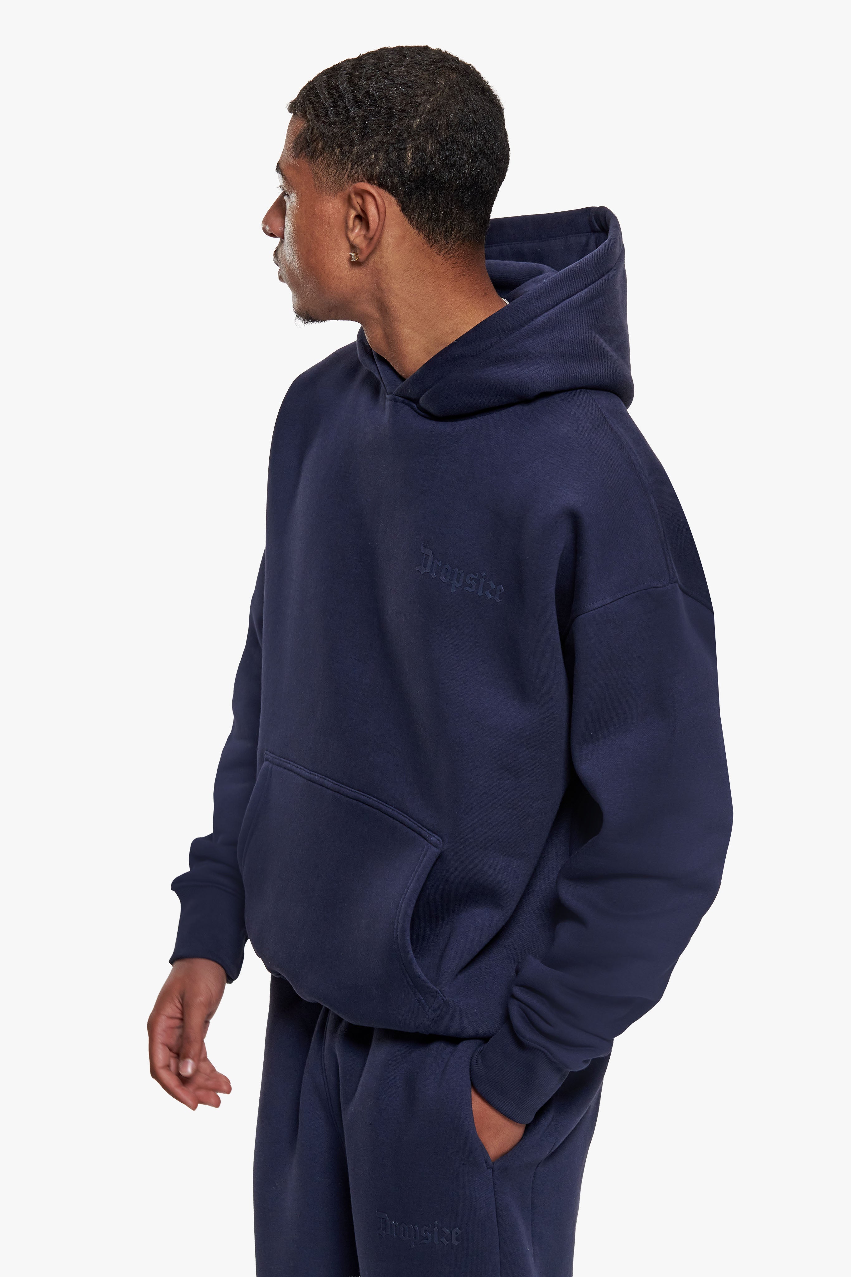 HEAVY OVERSIZE HD LOGO HOODIE SPACE BLUE