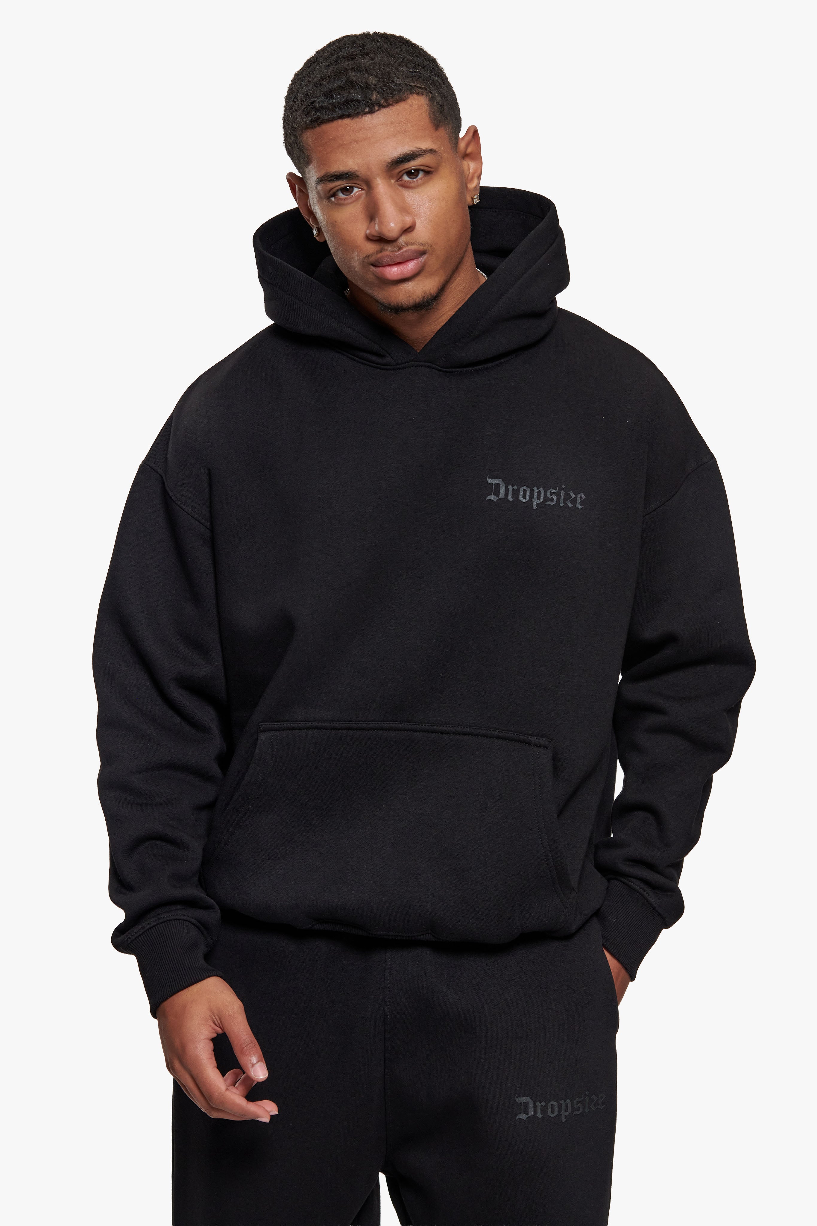HEAVY OVERSIZE HD LOGO HOODIE BLACK