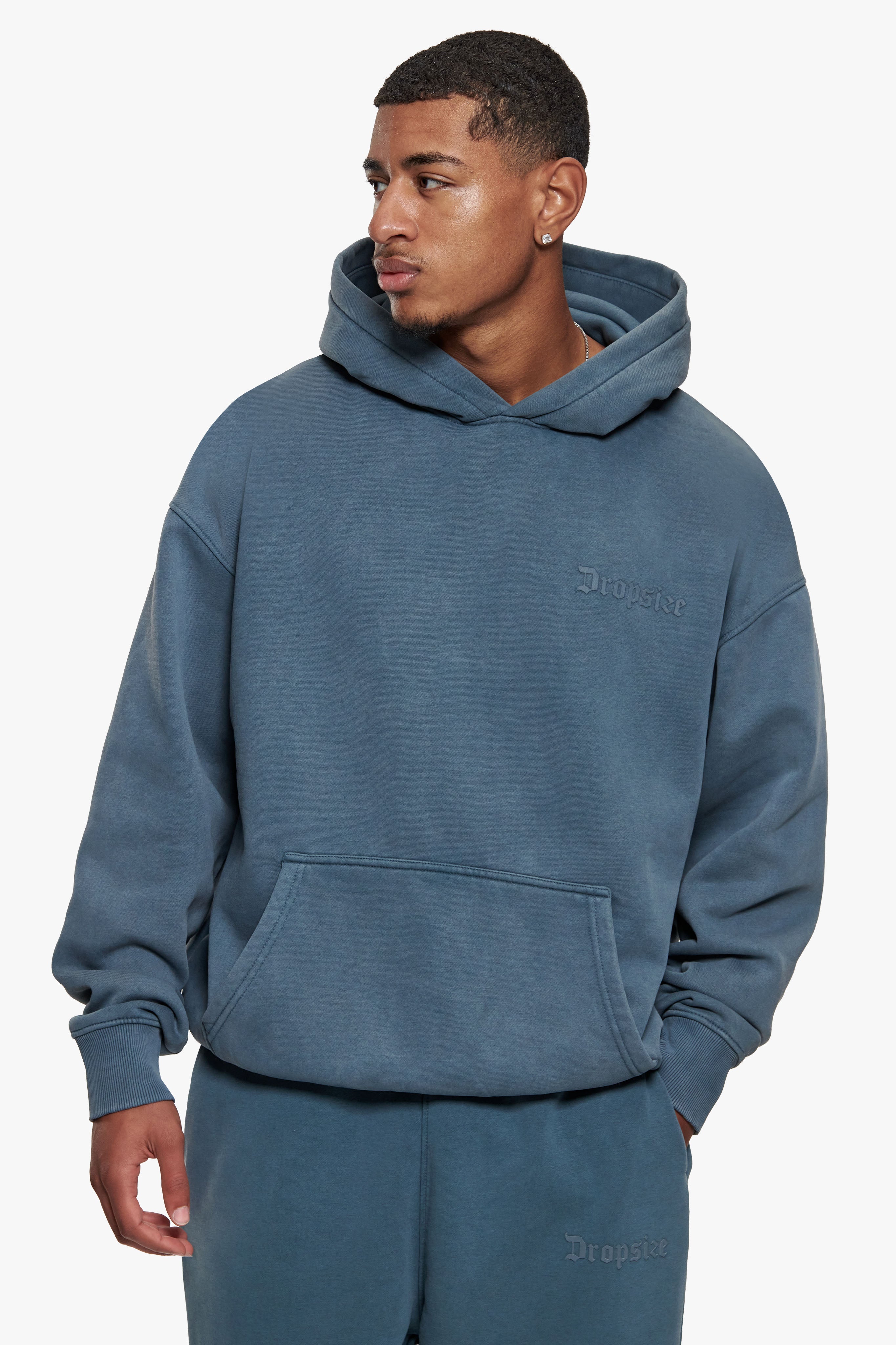 HEAVY OVERSIZE HD LOGO HOODIE WASHED GREY