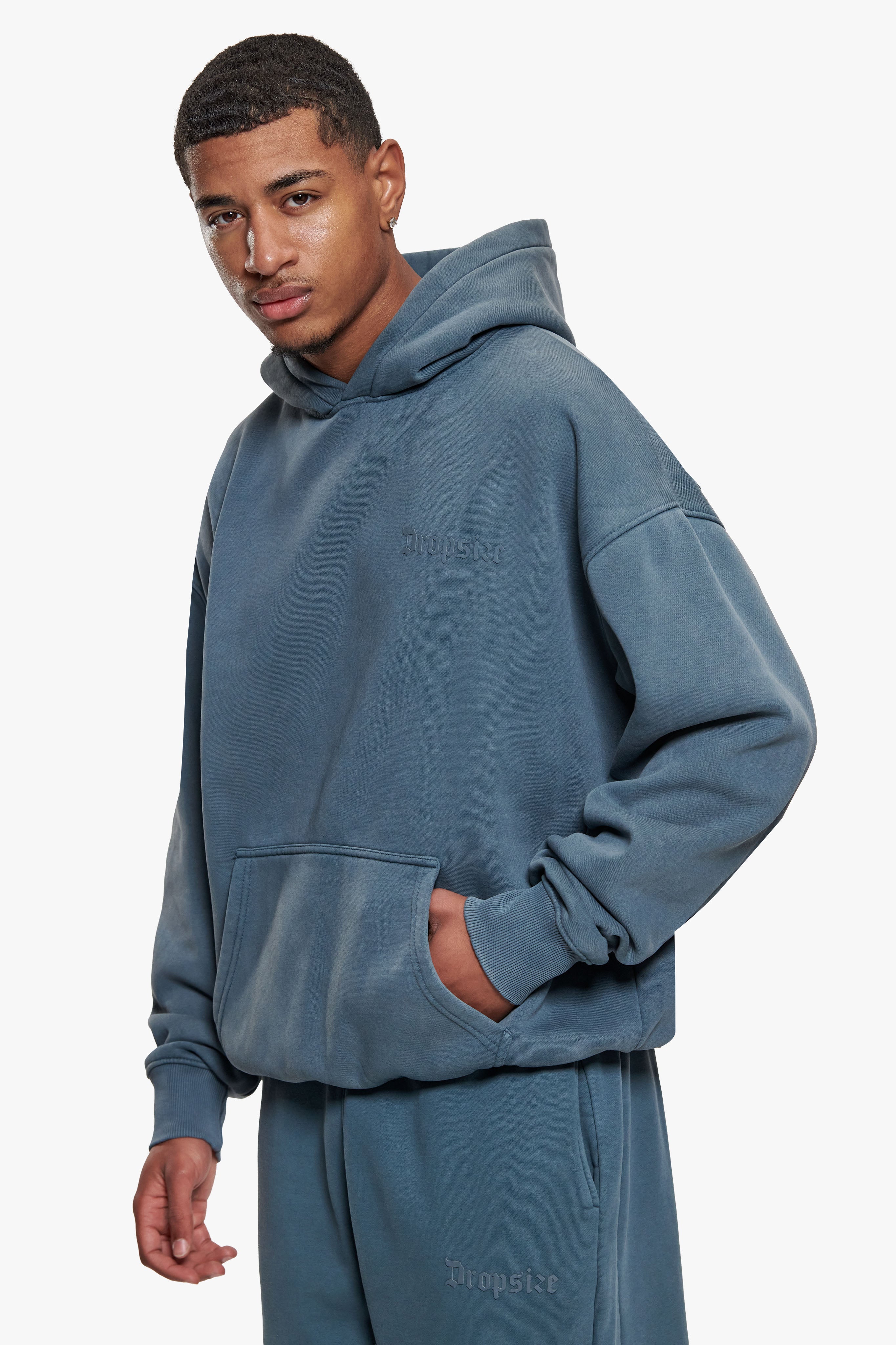 HEAVY OVERSIZE HD LOGO HOODIE WASHED GREY