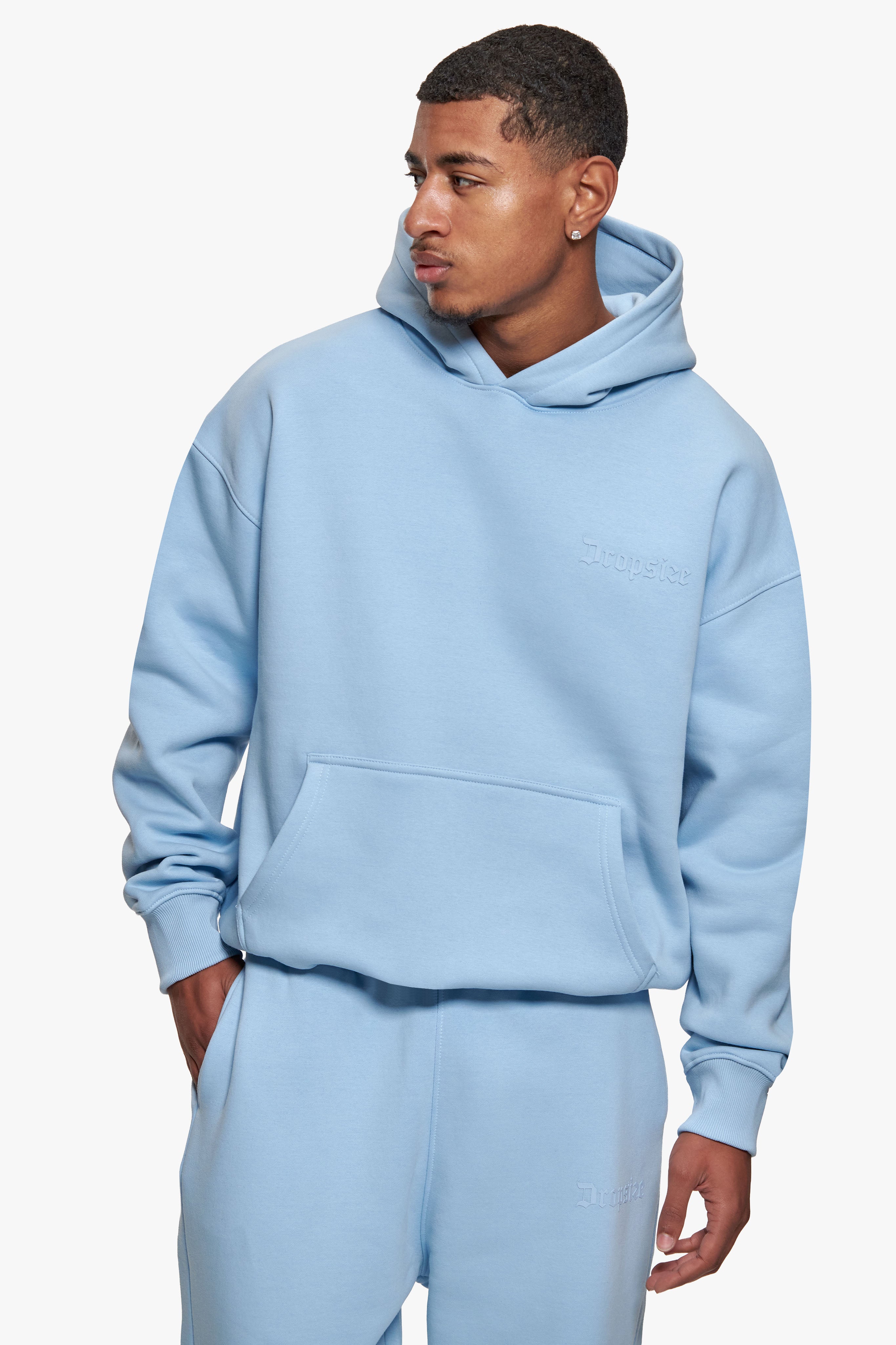 HEAVY OVERSIZE HD LOGO HOODIE BABY BLUE