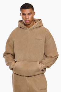 BASIC HOODIE WASHED CHOCOLATE MOUSE