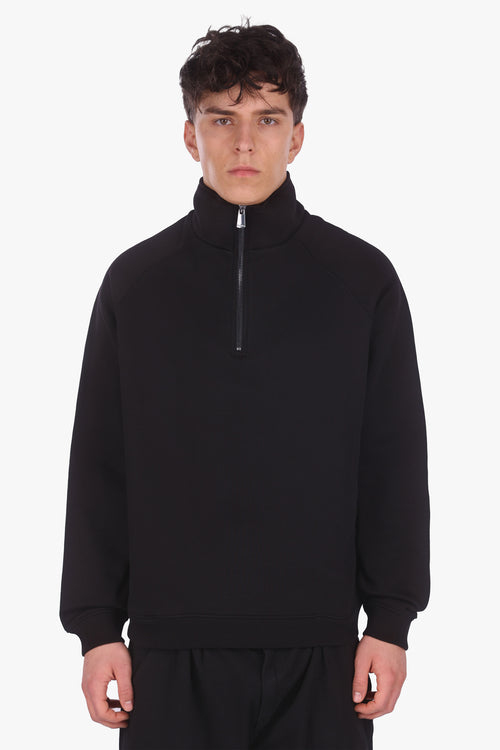 HEAVY OVERSIZED HALF ZIPPER BLACK