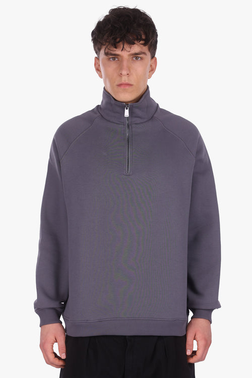 HEAVY OVERSIZED HALF ZIPPER STEEL GREY