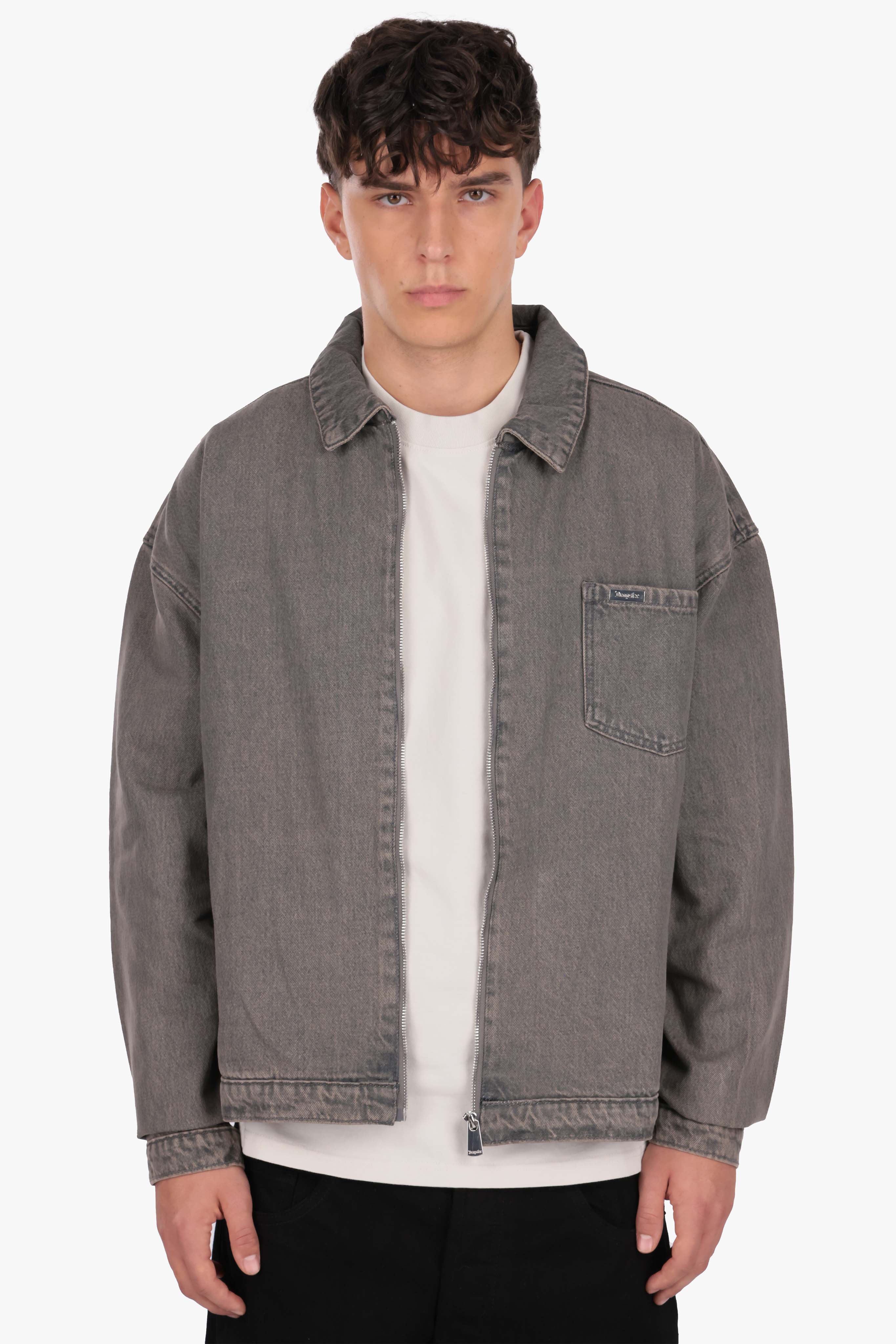 SINGLE POCKET JEANS JACKET GREY WASHED