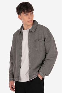 SINGLE POCKET JEANS JACKET GREY WASHED